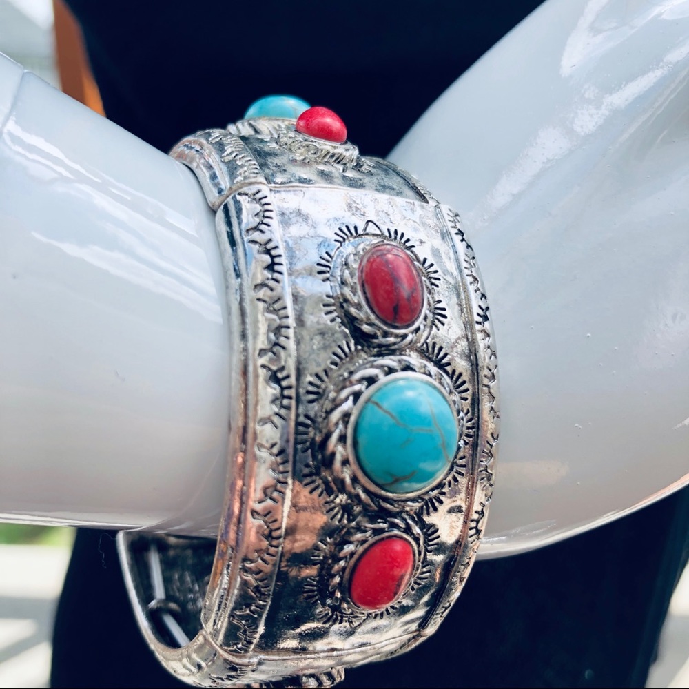 Boho Turquoise Stretch Bangle - Picture 2 of 5